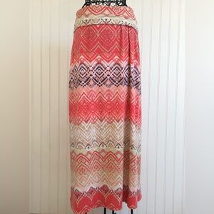 Joe B Vibrant Geometric Maxi Skirt in Pink and Cream